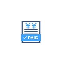 paid bills icon with yuan vector