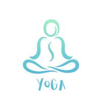 plantilla de logotipo de clase de yoga en blanco, hombre en posición de loto vector