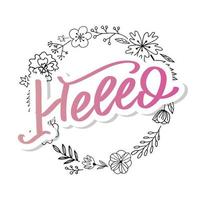 Hello in hand drawn style. Hello world. Lettering design concept. White background. Hand lettering typography. New year party. Hello quote message bubble. Hello symbol. vector