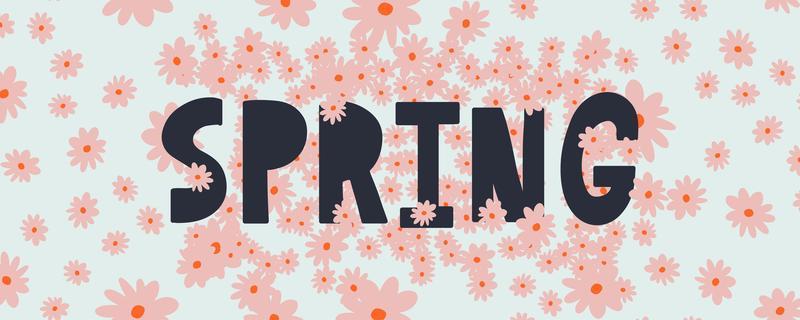Hello Spring hand logotype, badge typography icon. Lettering spring season with leaf for greeting card, invitation template. Retro, vintage lettering banner poster template background, Sale, offer
