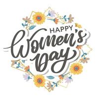 Women's Day hand drawn lettering. Red text isolated on white for postcard, poster, banner design element. Happy Women's Day script calligraphy. Ready holiday lettering design. vector