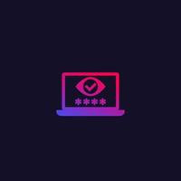 Parental control, vector icon with eye and password on screen