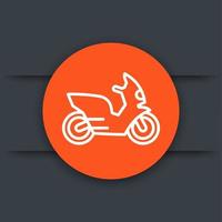 línea de scooter icono redondo, signo de moto, ilustración vectorial vector