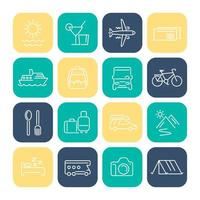 Travel, tourism line icons set, recreation, trip, tour, vacation, cruise, hotel vector