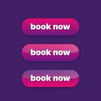 book now buttons for web, vector