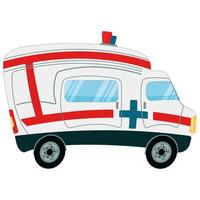 dibujos animados de vector de ambulancia para diseño médico aislado sobre fondo blanco.