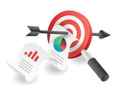 Flat isometric illustration concept. Target business investment data analysis vector