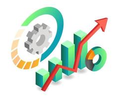 Flat isometric concept illustration. investment business company analyst data bar graph vector