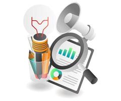 Flat isometric concept illustration. investment business analysis data campaign idea vector