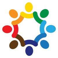 Vector graphic group connection logo.Eight people in the circle.logo team work