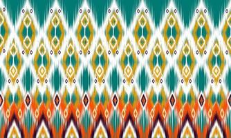Ornamento del folclore geométrico ikat con diamantes.Diseño de fondo, alfombra, papel tapiz, ropa, envoltura, batik, tela, ilustración vectorial.Estilo de bordado. vector