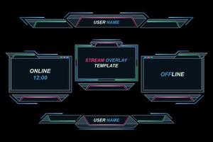 Set futuristic stream overlay geometric frames template vector