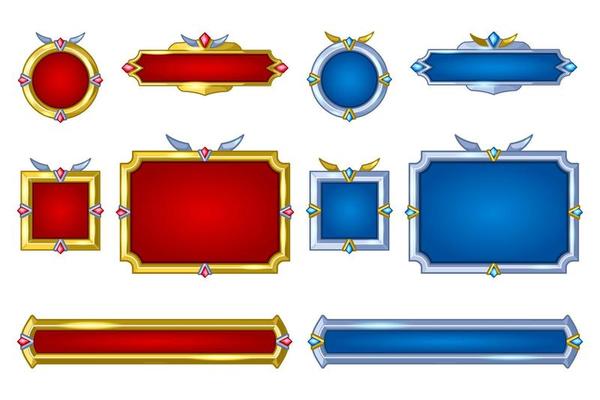 Set medieval metallic frame overlay game