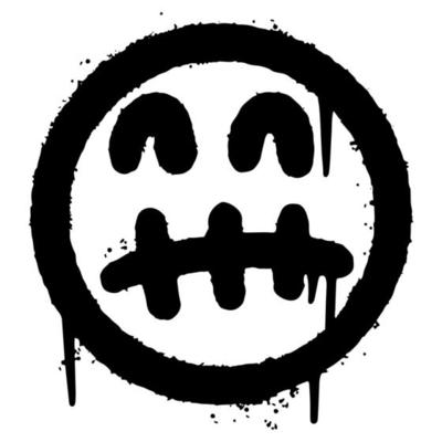 graffiti scary sick face emoticon sprayed isolated on white background. vector illustration.