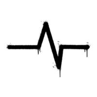 graffiti spray Heart beat monitor pulse line art vector icon with over spray in black over white. vector illustration.