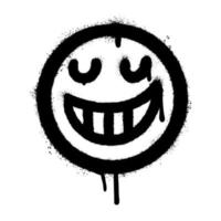 graffiti smiling face emoticon sprayed isolated on white background. vector illustration.