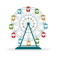 Colorful ferris wheel isolated on white background.