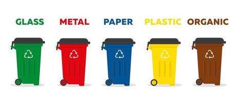 Containers for garbage of different types. vector