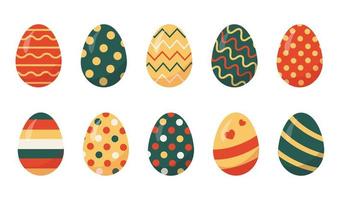 Set of colored Easter eggs vector illustration.