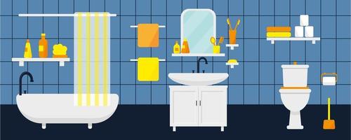 Bathroom interior with furniture and toilet. vector