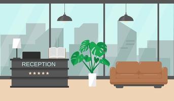 Modern hotel reception interior vector