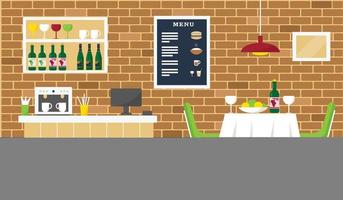 Cafe or restaurant interior design illustration. vector
