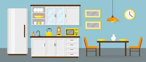 Kitchen and dining area in the office or home. vector