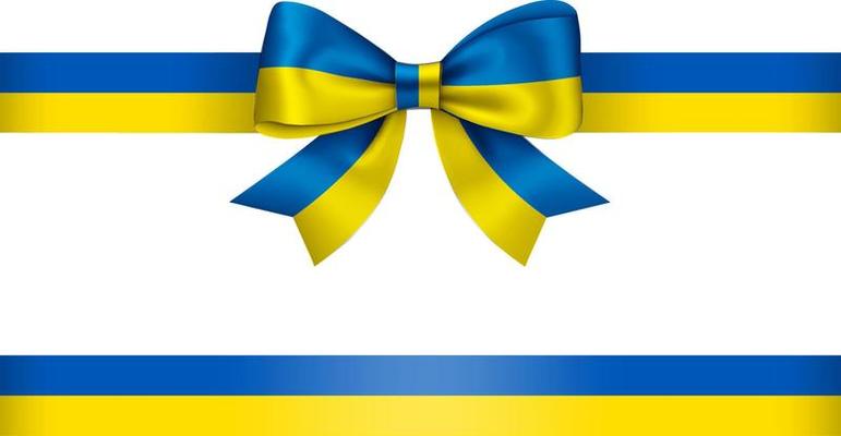 bow and ribbon with ukraine flag colors. blue and yellow bow with ribbon