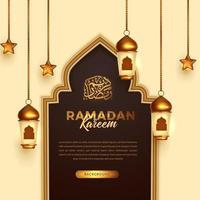 elegante mezquita de puerta de linterna dorada de lujo para eventos islámicos plantilla de redes sociales con caligrafía árabe ramadan kareem vector