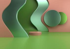 Podium use for product presentation. Abstract wave background. 3d rendering - illustration. photo