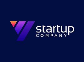 bstract Initial Letter Y and V Linked Logo. Colorful Geometric Shape Origami Style isolated on Blue Background. Usable for Business and Branding Logos. Flat Vector Logo Design Template Element.