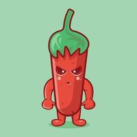 mad chili character mascot isolated cartoon in flat style
