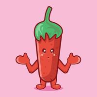 cute chili character mascot with confused gesture isolated cartoon in flat style design vector