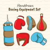 Hand drawn Boxing Equipments vector
