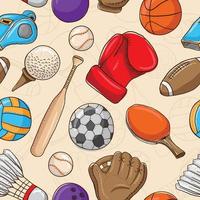 Seamless Pattern of Hand drawn Sport Equipments vector