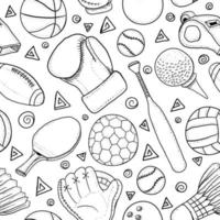 Seamless Pattern of Hand drawn Sport Equipments vector