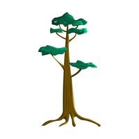 Realistic green old tall tree isolated on white background - Vector