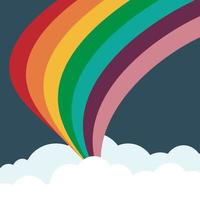 Shooting rainbow arching into clouds vector