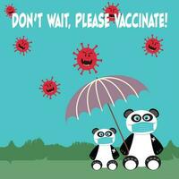 panda family vaccine educational poster vector