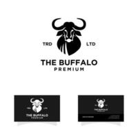 ilustración de diseño de logotipo de cabeza de búfalo negro vector