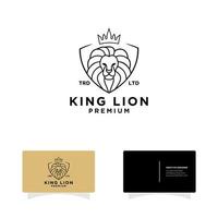 lion king animals head black line logo vector