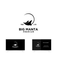 big Manta ray on circle black logo vector