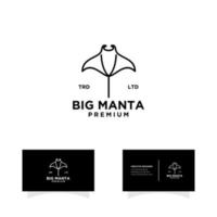 premium big Manta ray line black logo vector