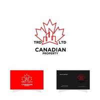 logotipo de línea de bienes raíces de propiedad canadiense vector