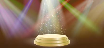 Podium on lights background with light vector