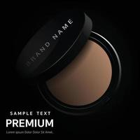 Compact foundation ads, attractive makeup essential product with texture isolated on background, 3d illustration vector