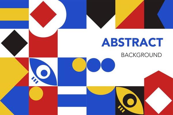 Abstract geometric background flat in black red yellow and blue colors Vector illustration
