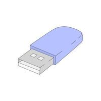 A colorful flash drive in cartoon style. Vector illustration isolated on white background. Symbol of USB storage