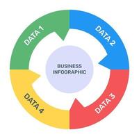 A modern infographic showing multi pie chart in flat icon vector