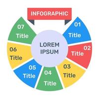 una infografía moderna que muestra un gráfico circular múltiple en un icono plano vector